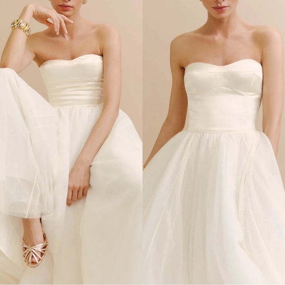 Reformation Dresses & Skirts - Reformation Alouette Dress Fior Di Latte Strapless Tulle Midi Dress Size 10